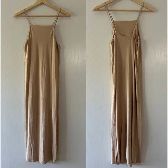& Other Stories Square Neck Midi Slip Dress Minimalistic Beige Size 0/XS NWT - Picture 3 of 7